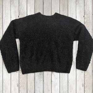 Sugar & Jade Girls‎ Black Metallic Fuzzy Eyelash Sweater Size XL 18